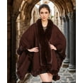 thumbnail image 3 of DEBIMY Warm Faux Fur Cape Winter Fur Trim Cloaks Thick Sweater for Party Coffee, 3 of 6