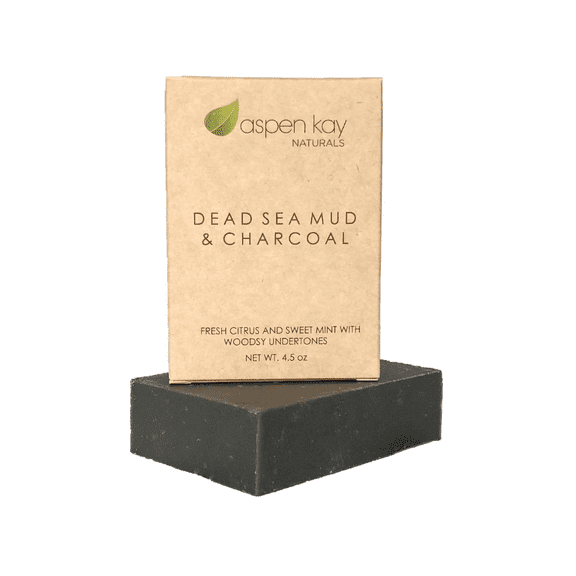 Aspen Kay Naturals Handmade Dead Sea Mud Soap Bar, Activated Charcoal & Pure Essential Oils, 4.5 oz Bar