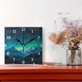 thumbnail image 2 of Square Wall Clock Silent Non-Ticking Battery Operated Retro 7.78" Clock for Bedroom Living Room Decor Beautiful Night Sky, 2 of 9