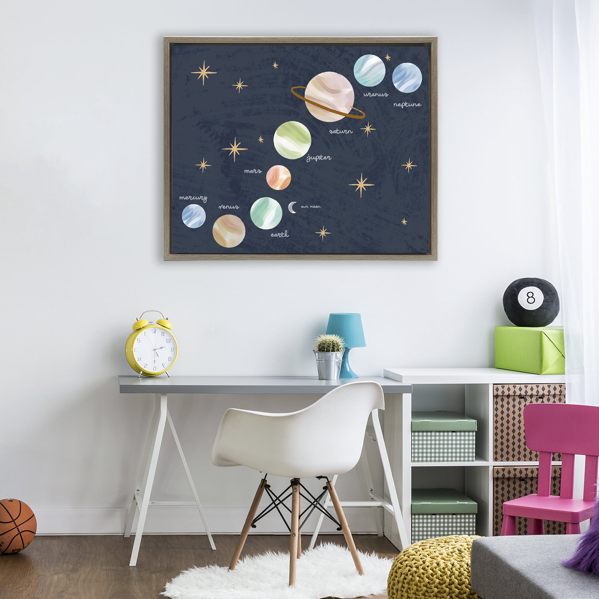 Stupell Industries Educational Space System Brown Framed Floater Canvas Wall Art, design by Lil' Rue