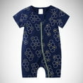 thumbnail image 2 of RUTAYY Infant Boys Jumpsuit Summer Short Sleeved Baby Print Double Zipper Crawl Bodysuit Simple Elegant Onesie, A, 0-3 Months, 2 of 3