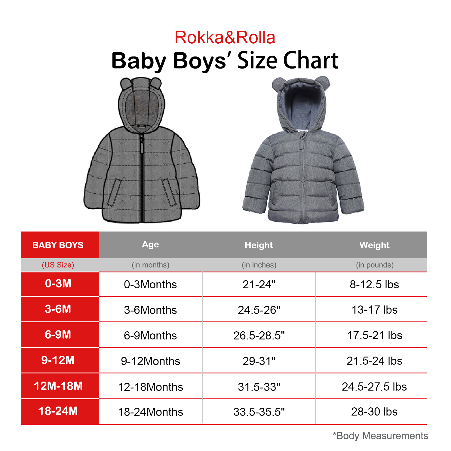 Rokka&Rolla Baby Boys' Warm Winter Coat - Toddler Fleece Puffer Jacket, Sizes 6-24M - image 2 of 7
