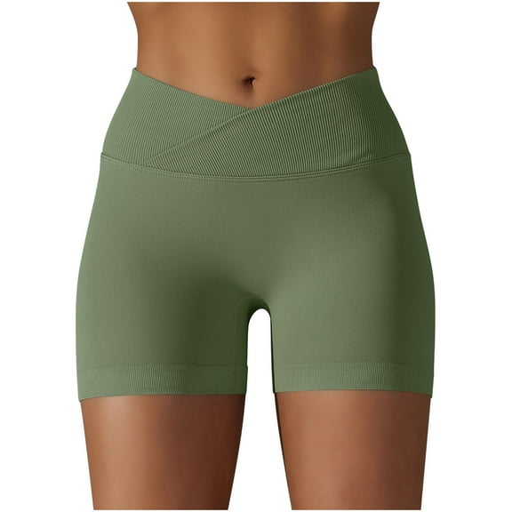 Lovzfmll Yoga Shorts, Women Sport Casual Solid Full Casual Yoga Shorts Pants, Army Green XL