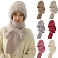thumbnail image 4 of Prolriy Hat and Scarf Set for Women Hat Women's Winter Hat Scarf Buckle Wind and Snow Hat Plush Knitted Hat Ear Protector Woolen Hat Hats for Men Grey, 4 of 5