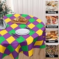 thumbnail image 4 of Mardi Gras Tablecloth Round 70 Inch Carnival Table Cloth Circle Purple Yellow Green Table Cover Tabletop for Home Decor Dining Room Kitchen Party Picnic, 4 of 7