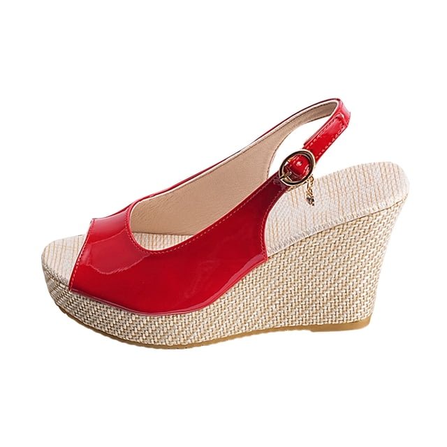 DXOUPM Sandale pour Femmes pour la Plage Bouche de Poisson Semelle Épaisse en Cuir Chaussures Extérieures