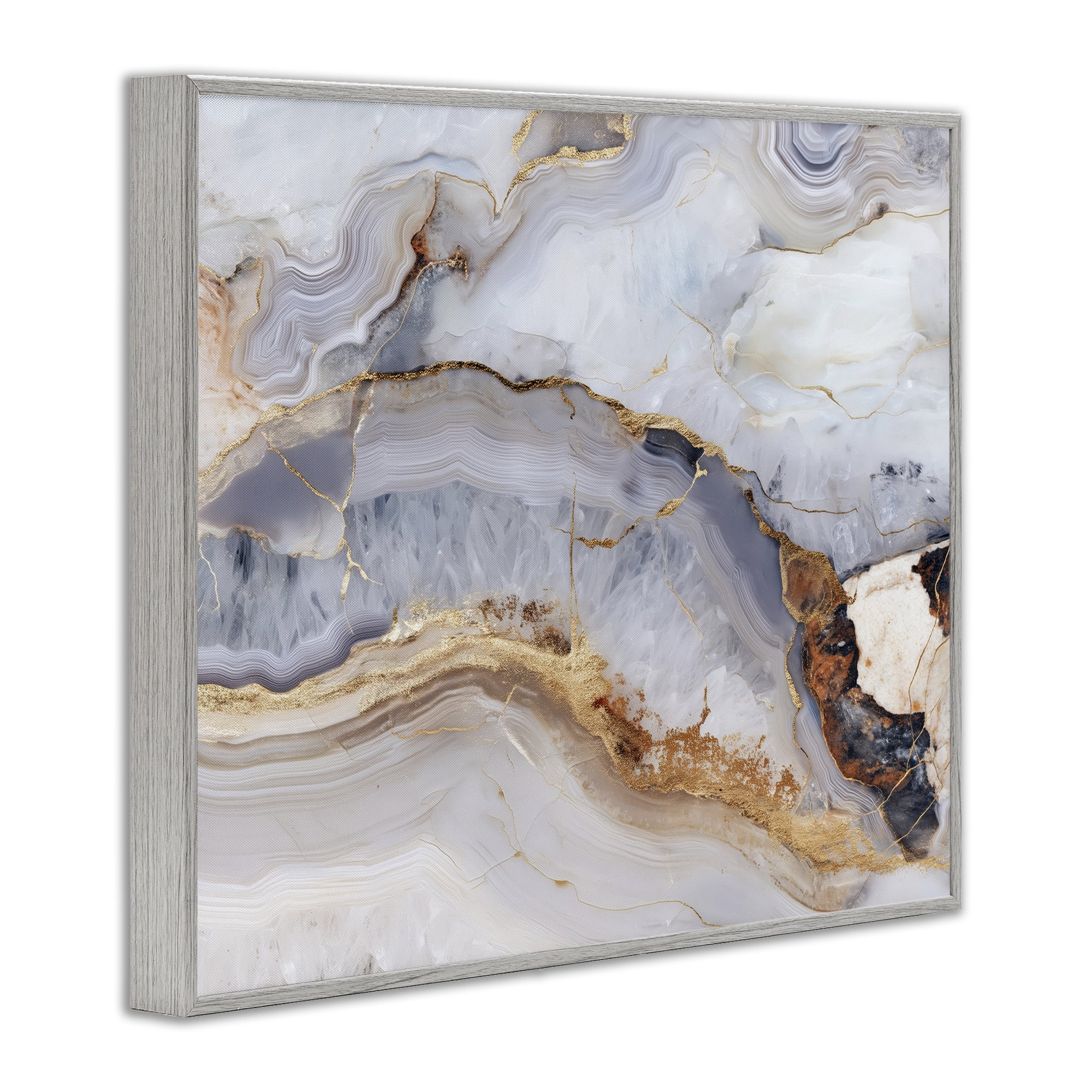 Stupell Industries Marbled Gold Stone Gray Framed Giclee Art, design by Svetlana Aleynikova