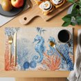 thumbnail image 2 of Blue Red Seahorse Coastal Placemats Set of 12 Farmhouse Beach Coral Nautical Place Mats Indoor Wipeable Table Mats Washable Dining Table Placemats for Kitchen Holiday Party Home Decor 13x19 Inch, 2 of 9