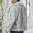 thumbnail image 6 of Xcmzpl Men's Winter Parka Coat Long Sleeve Lapel Collar Faux Fur Coat Solid Open Front Fluffy Jacket Warm Overcoat Outerwear, 6 of 9