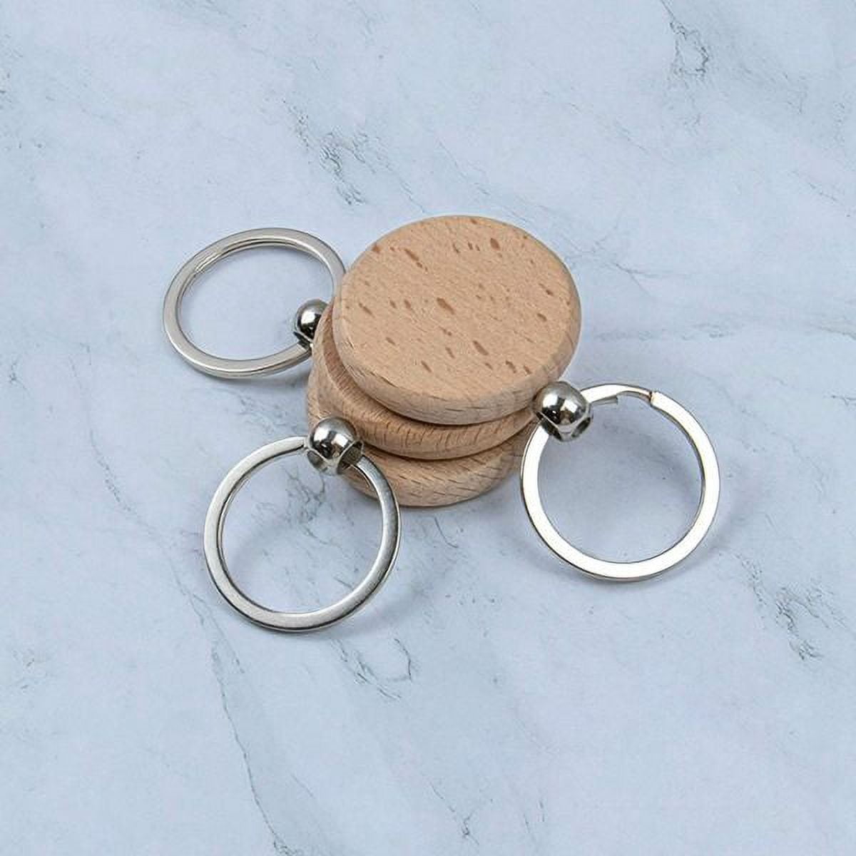 40Pcs Blank Round Wooden Key Chain Diy Wood Keychains Key Tags Can Engrave Diy Gifts