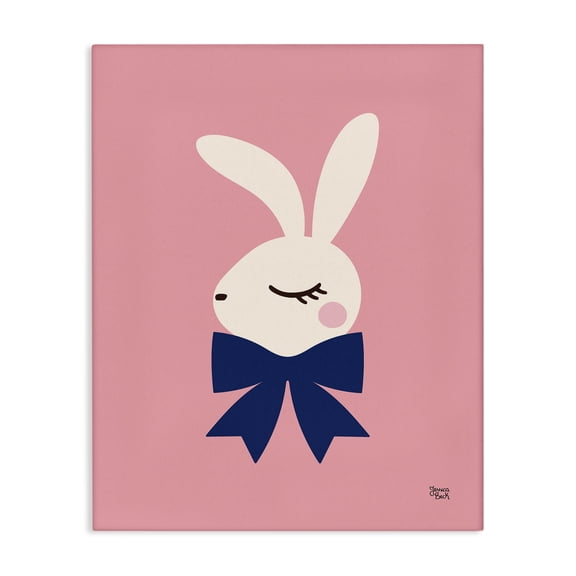 Stupell Industries Minimalist Rabbit with Ribbon on Pink Canvas Art, 16 x 20, by Jessica Beck