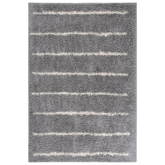 SAFAVIEH Venus Anuki Striped Shag Area Rug, Grey/Ivory, 4' x 6'