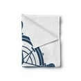 thumbnail image 2 of Vintage Nautical Tattoo Soft Flannel Fleece Throw Blanket, Steering Wheel Compass Pattern on Plain Background, Cozy Plush for Indoor and Outdoor Use, 50" x 70", Dark Sky Blue and White, by Ambesonne, 2 of 5