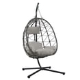 thumbnail image 2 of Seizeen Egg Chair with Stand, Steel Frame Swing Chair Hanging Chair Max 350Lbs with Cushions & Pillow Bedroom, Outdoor, Porch, Garden, Deck, Gray, 2 of 8