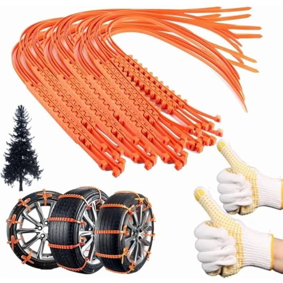 Reusable Anti Snow Chains,Emergency Snow Non-Slip Zip Tie Tire Chains - Portable Snow Tire Cables Chain for Pickup Trucks SUV,Anti Skid Snow Chains Car Winter Tires Wheels Chain