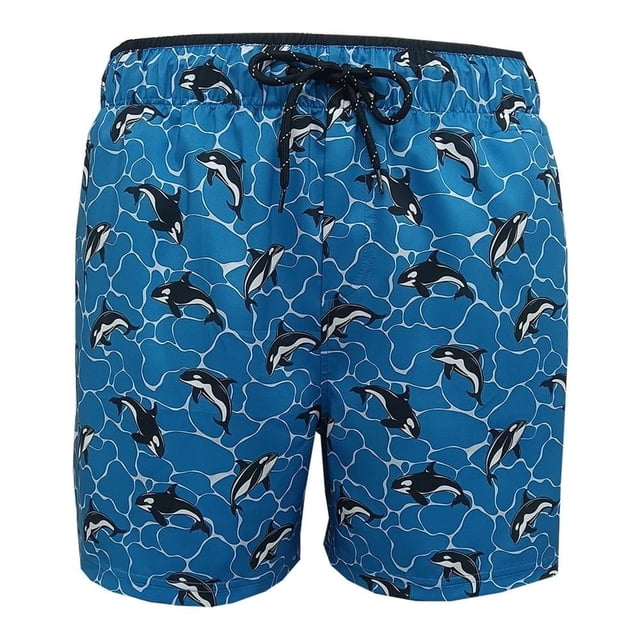 Traje de Baño Ocean Pacific Talla G con Stretch Diseño Orcas Azul Marino