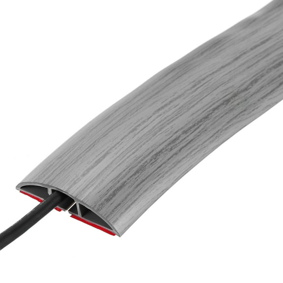 Uxcell Floor Cord Cover 4ft, Extension Cord Hider for Floor Cable Management 0.47" x 0.24", Grey Wood