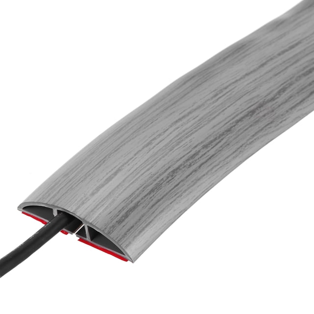 Cubierta de cable para suelos Uxcell de 4 pies, ocultador de extensión para gestión de cables en el suelo, protector de cubiertas de cables 0.47" W x 0.24" H Madera Gris