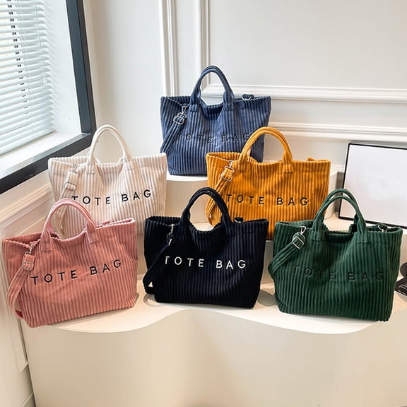 ibiyuan Womens Crossbody Purse Letter Embroidery Corduroy Shoulder Tote Bag for Women, Large Capacity Casual Daily Handbag for Everyday Outings Birthday Gift For Women