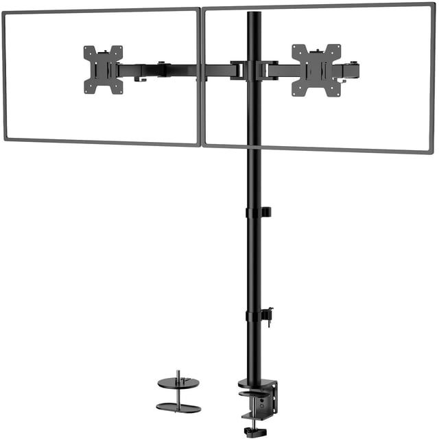 Soporte Doble Monitor WALI Negro Extra Alto con Brazo para Dos Monitores hasta 27 Pulgadas de 10 kg
