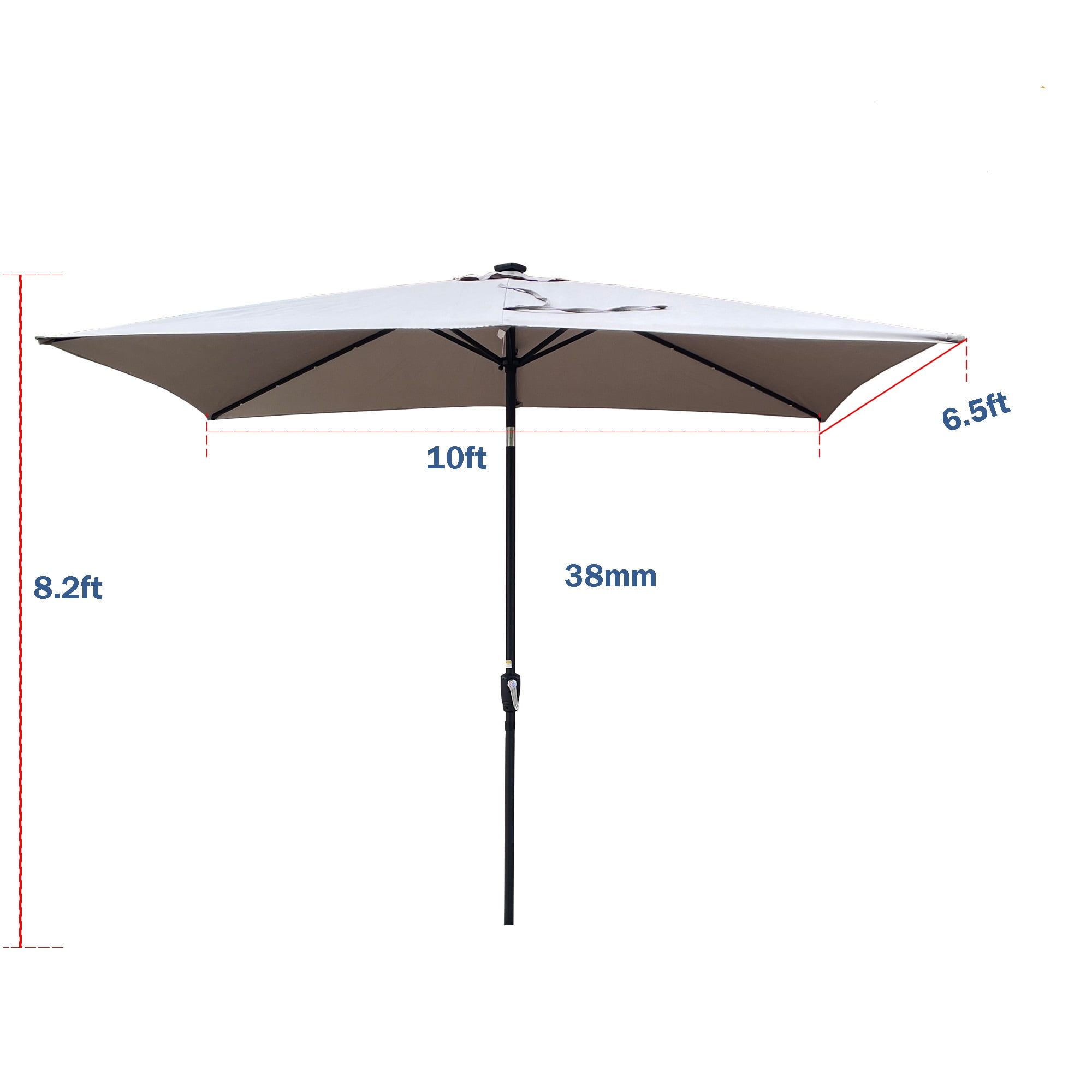 Royard Oaktree 10FT Patio Offset Umbrella w/Solar LED Lights Rectangular Outdoor Cantilever Hanging Umbrella w/Crank UV Protection Sun Shade for Market Garden Lawn Backyard Poolside,Medium Grey