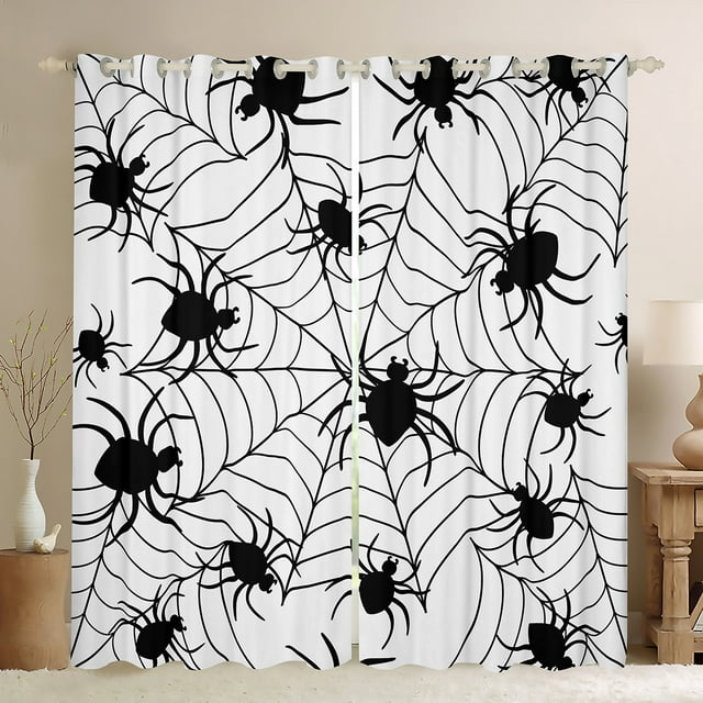 Erosebridal Rideaux et Draperies Araignée Noire (52x63), Rideaux Occultants 30 %-50 % pour Chambre, Décoration Toile d'Araignée