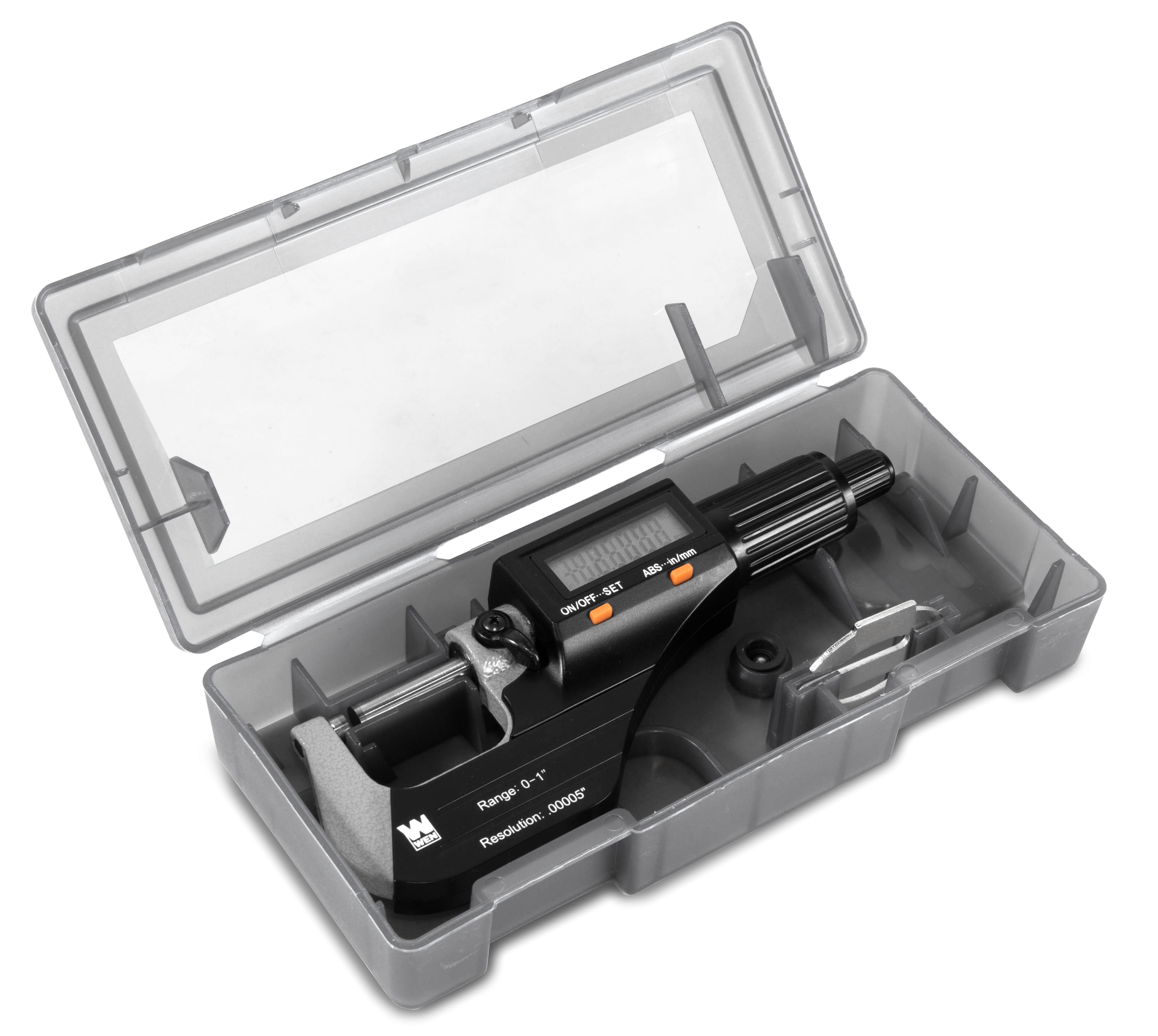 WEN Standard & Metric 0-1 Inch Range Digital Micrometer, Hard Case, Black