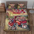 thumbnail image 2 of Be My Valentine's Pitbull Truck Full of Love Flower Balloon Quilt Bedding Set Terrier Dog Lover 1 Blanket Bed Cover 2 Pillowcases - 02029, 2 of 5