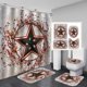 thumbnail image 1 of Set de baño con cortina de ducha rústica con forma de corona de estrellas y alfombras, 1 of 2