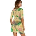 thumbnail image 2 of FKELYI Yellow Tropical Leaf Flower Print Women's Swimsuit Cover Ups Round Neck Beach Cover-Up Half Sleeve Coverup for Bathing Suit Casual Chiffon Cover Up for Lady Summer, S, 2 of 6
