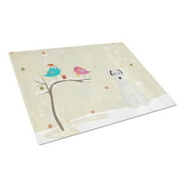 Christmas Presents between Friends Schnauzer - White Glass Cutting Board Large