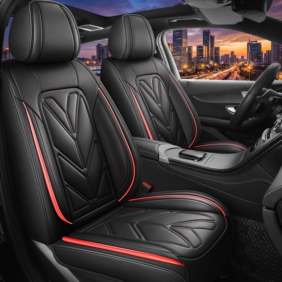 Car Seat Covers for Acura ZDX 2006-2024,Premium Nappa Leather Car Seat Cover,Stylish Sport Seat Covers,Automobile Seat Cover Sets.(5 Seats/Black&Red)