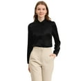 thumbnail image 1 of INSPIRE CHIC Camisa Casual De Negocios De Oficina De Satén De Manga Larga Con Botones Y Cuello En Punta Para Mujer Negro XS, 1 of 6