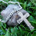 thumbnail image 5 of Ice City Men's Iced Cross Pendant Necklace, Gold & Silver Plated - Silver, 5 of 6