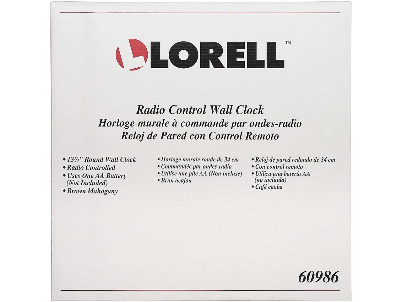 Lorell Wall Clock Arabic Numerals 13-1/4" White Dial/Woodgrain 60986