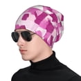 thumbnail image 6 of Adult Knitted Cap 11 X 10.6 In Two-Layer Design Breathable Light Dry And Easy Care Covering All Antiskid Anti-Wrinkle Pink Abstract Houndstooth Hand-Drawn Sketch_3, 6 of 8