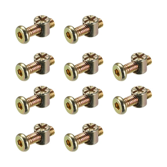 Unique Bargains M6 x 15mm Furniture Bolts Nut Set Hex Socket Screw with Barrel Nuts Phillips-Slotted Zinc Plated 10Sets