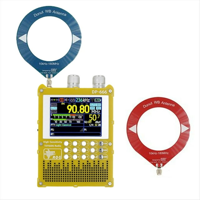Radio Mini DP-666 TEF6686 con Pantalla Táctil IPS de 2,8 Pulgadas, Receptor de Alta Sensibilidad, Banda , FM, LW, MW, SW, con Antena.