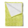 thumbnail image 2 of Green Soft Flannel Fleece Throw Blanket, Abstract Natural Motifs Flourishing Flowers and Leaves with Curves, Cozy Plush for Indoor and Outdoor Use, 50" x 60", Apple Green, by Ambesonne, 2 of 5