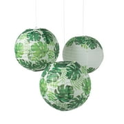 10" Palm Leaf Hanging Paper Lanterns, Party Decor, Luau, 6 Pieces