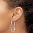 thumbnail image 3 of 14k White Gold Polished and Textured Twisted Hoop Earrings - 3.2gm, 3 of 6