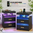 thumbnail image 5 of VKCC RGB LED Nightstand with 2 Drawers & Charging Station, Modern Bedside Table for Bedroom Living Room, Black, 5 of 8