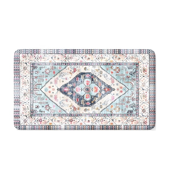 RLESO 17.3x29" Blue Cushioned Anti-Fatigue Kitchen Rug,Non-Slip Waterproof for Sink
