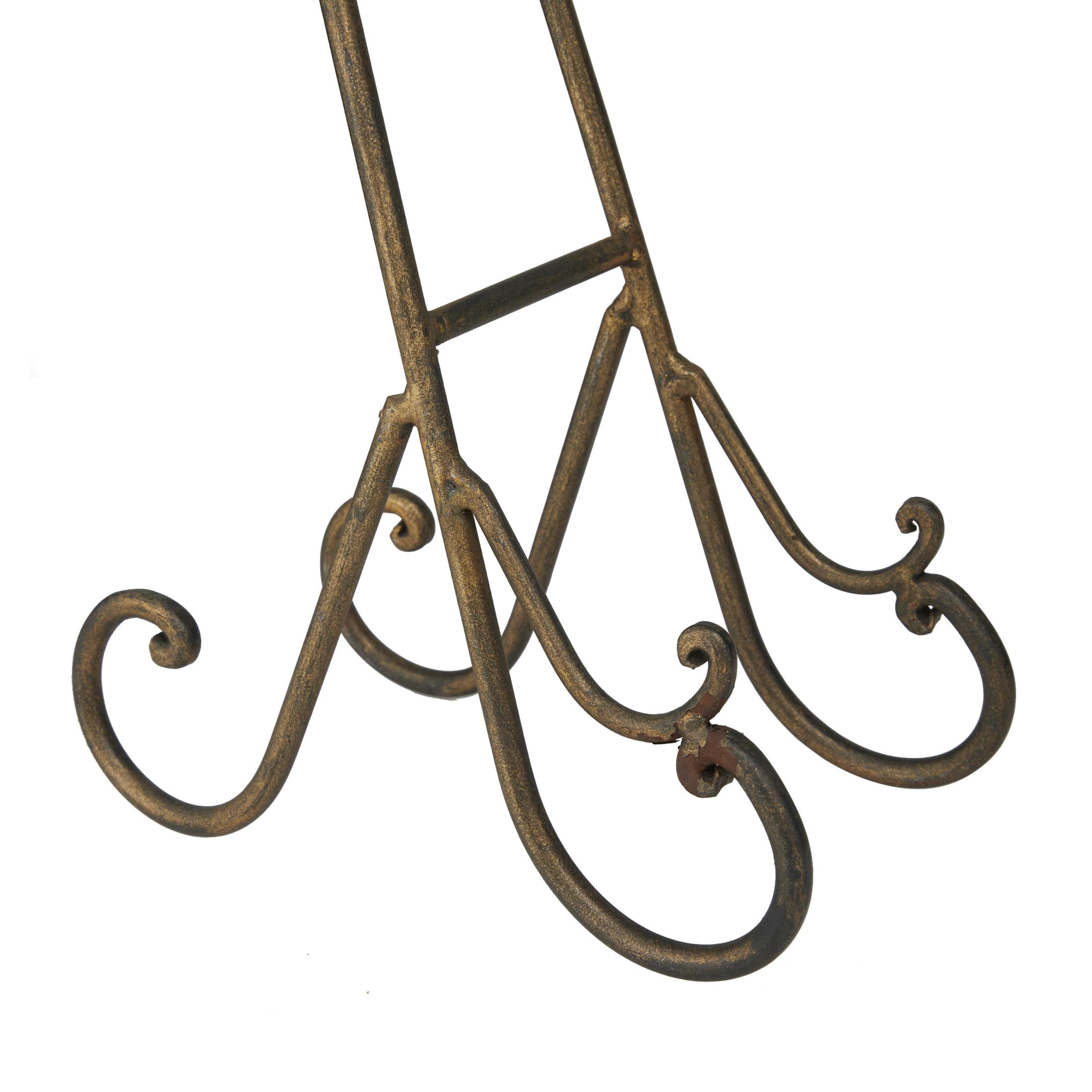 DecMode Iron Rustic Traditional Easel 7"W x 16"H, Features Looped Top Design and Curved Base