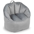 thumbnail image 3 of Big Joe Milano Bean Bag Chair for Kids, Teens, Adults, Gray Plush, Ultra-Soft Polyester, Lightweight Seat for Reading Nook and Gaming, 2.5 foot Refillable, 3 of 11