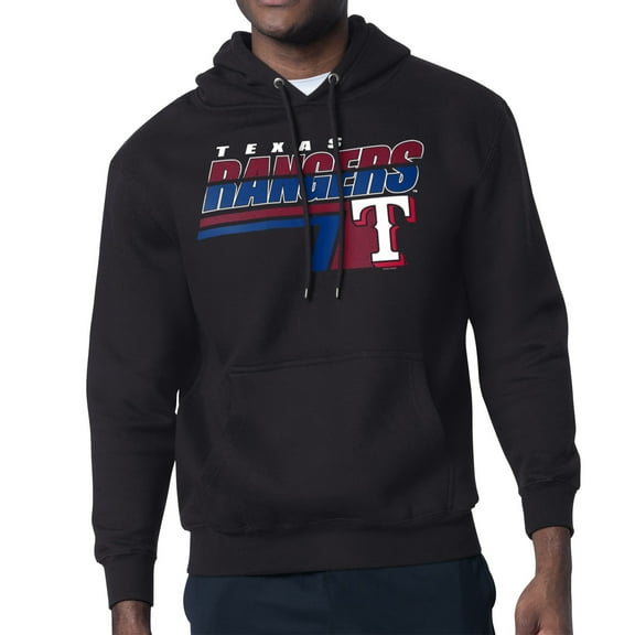 Men's Starter Black Texas Rangers Logo Push Graphic Hoodie
