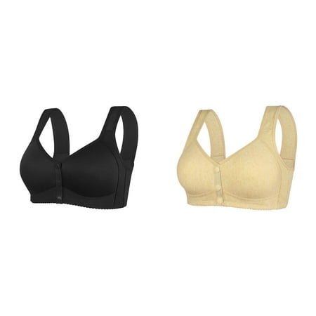 Rinsvye 2 Pcs Womens No Steel Ring Women Bras Plus Size Front Hook Front Close Bra T Womens Bras Push Up Front Closure Back Plus Size Seamless Womens Bras Push Up No Underwire Unlined Bra for Large