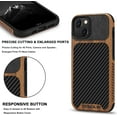 thumbnail image 5 of TENDLIN Compatible avec iPhone 13 Mini Étui Grain de Bois avec Design Texture Fibre de Carbone Étui Hybride en Cuir Compatible, 5 of 5