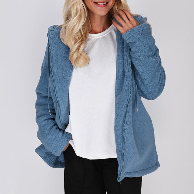Abrigo y chaquetas informales con capucha de manga larga para mujer, abrigo térmico de polar con capucha y manga larga para invierno, abrigo cálido para mujer