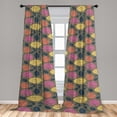 thumbnail image 4 of Ambesonne Floral Curtains, Colorful Roses Romantical, Pair of 28"x63", Mustard and Pastel Pink, 4 of 5